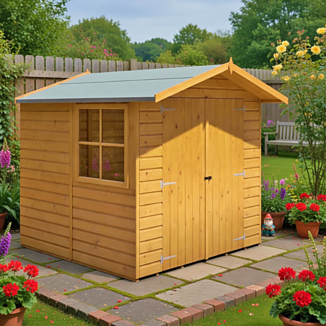 Shire GB Alderney 7 Ft. W x 7 Ft. D Shiplap Apex Wooden Shed Brown 205cm W X 198cm D X 210cm H