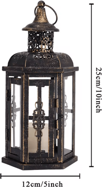 Uplift Curations Vintage Hanging Metal Candle Lantern For Indoor Outdoor Wedding And Home Decor black