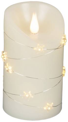 Konstsmide 1836-180 LED-Echtwachskerze Creme-Weiß Bernstein (Ø x H) 75mm x 135mm mit 3D-Effekt