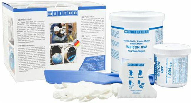 WEICON UW, mineralisch gefülltes Epoxidharz-System für Reparatur und Formgebung auf nassen Oberflächen, 2 kg, weiß (10440020)