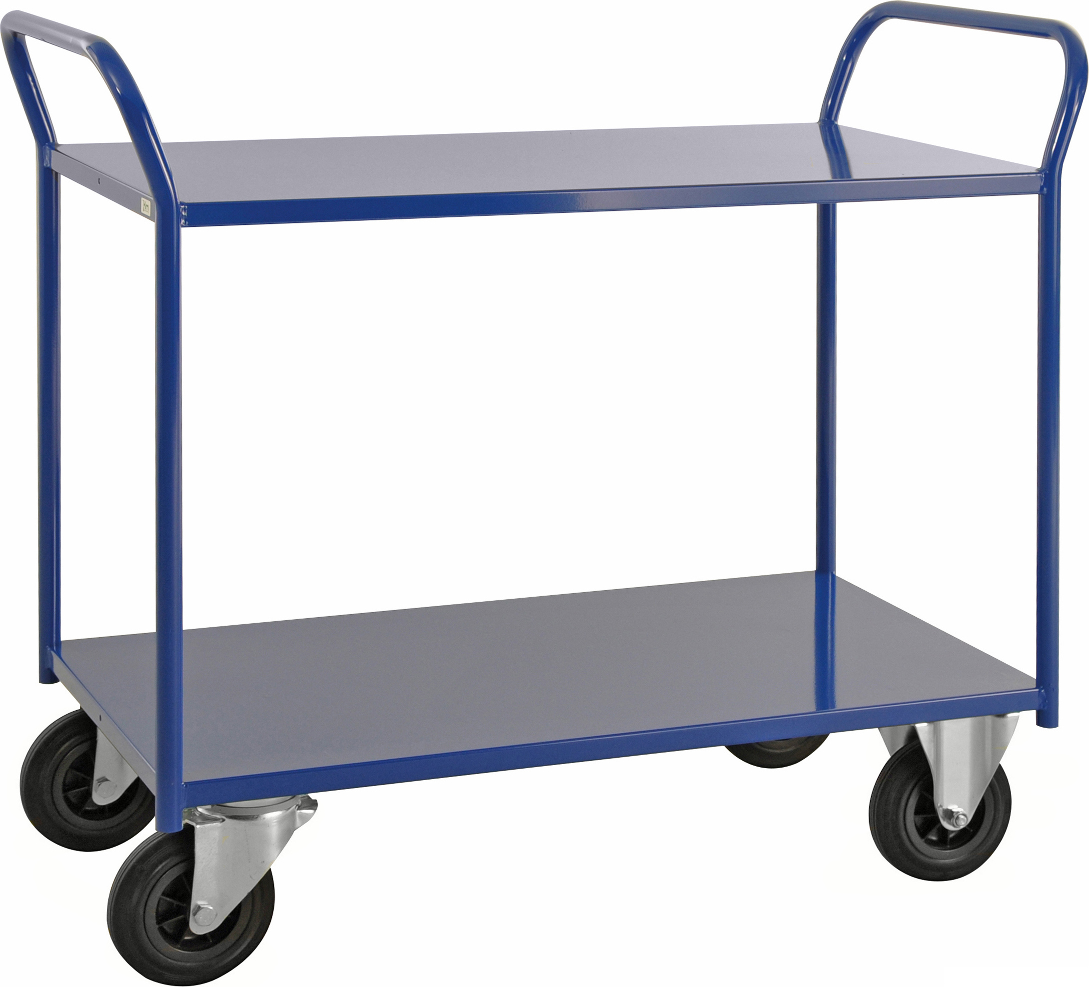 Kongamek Etagenwagen voll verschweisst in blau mit 2 Böden 940x440mm Ladefläche mit Bremse