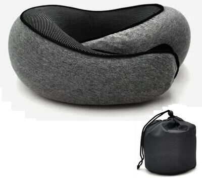 Uplifted Trends SnailStyle Memory Foam Travel Neck Pillow With Adjustable Support dark Gray