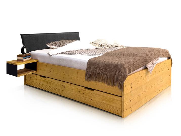 CHICO Stauraumbett mit Polsterkopfteil, Material Massivholz