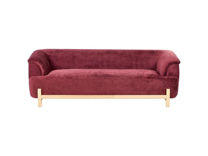 3-SITZER-SOFA Chenillegewebe Burgunderrot Alnor