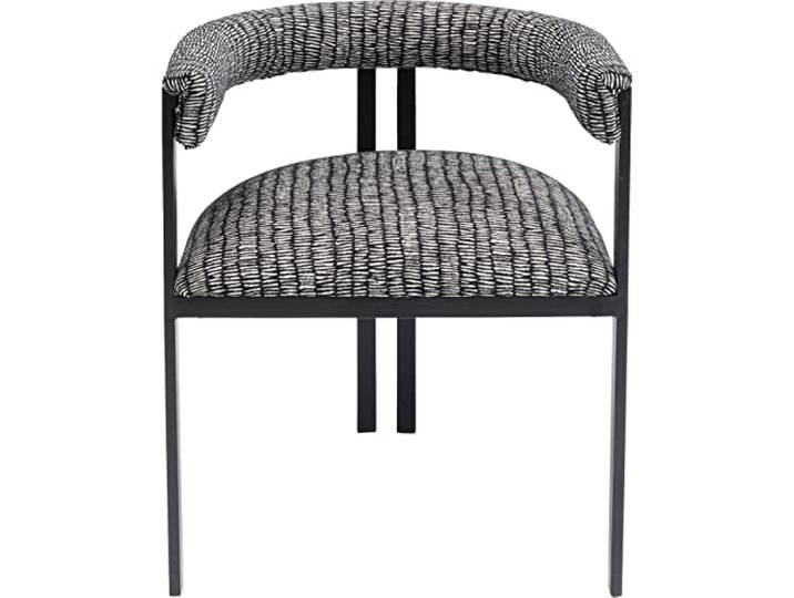 Kare Design Armlehnstuhl Paris, Schwarz/Weiß, Esszimmerstuhl, Polsterstuhl, Edelstahl Gestell, 54cm Sitzhöhe, 71x58x54 cm (H/B/T)
