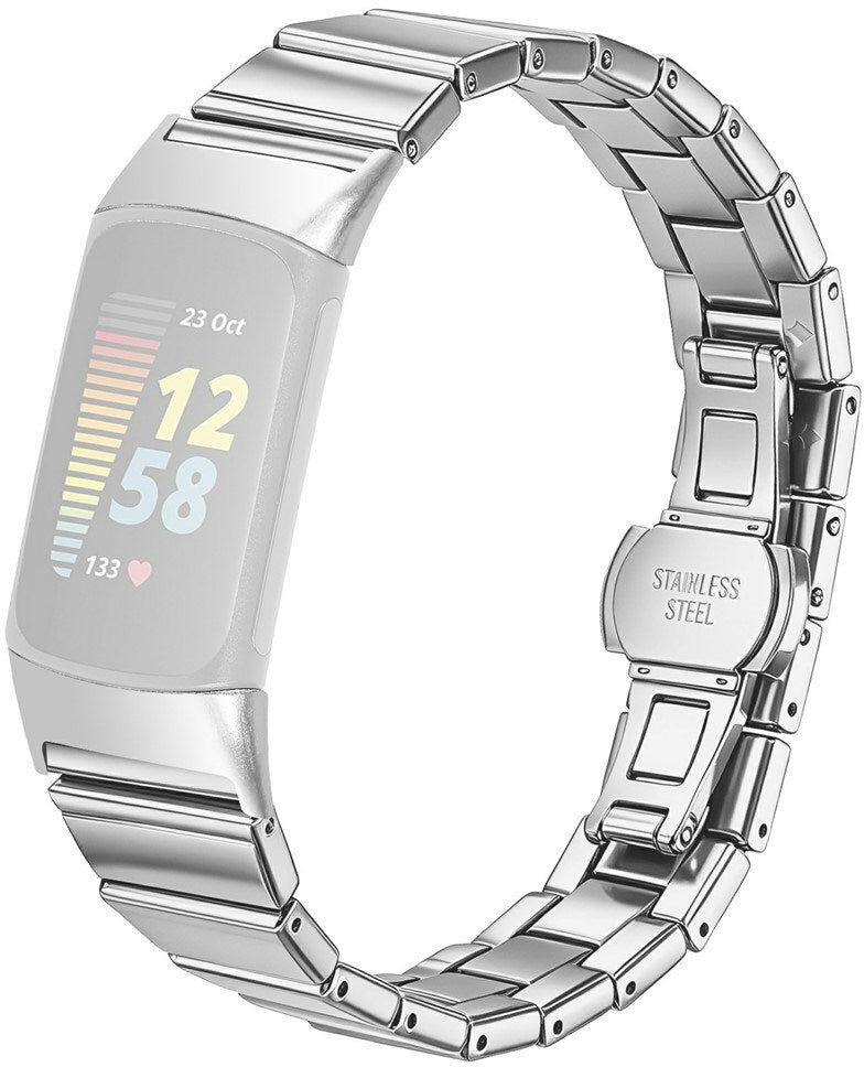 Fitbit Charge 6 / 5 EIDERWOOD Metal Smartwatch Rem - Sølv