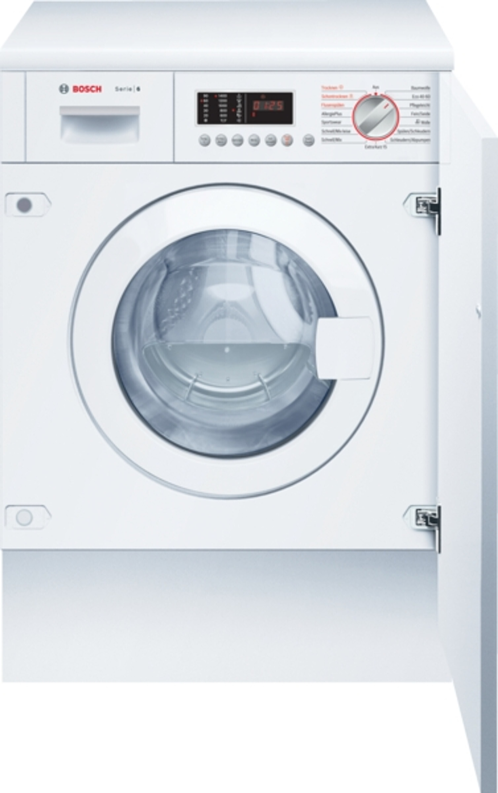 Bosch Serie 6 WKD28543, Frontlader, Integriert, Weiß, Links, Weiß, Weiß