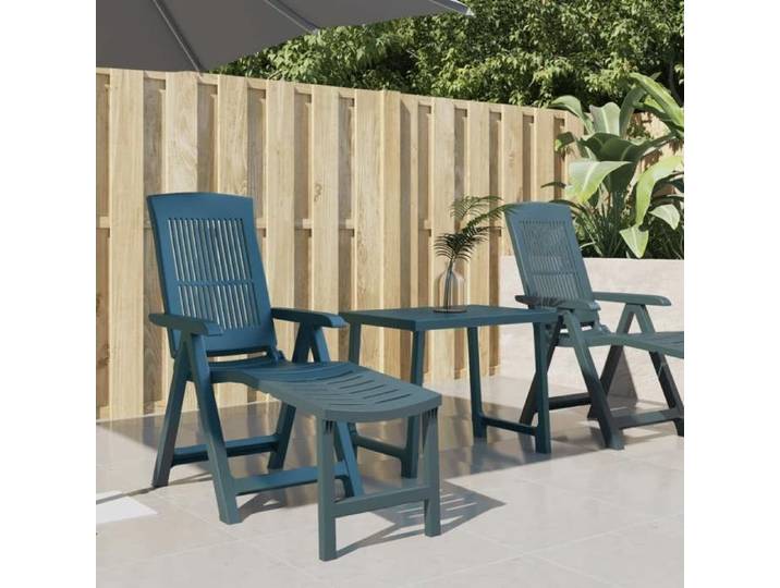 15841& Bains de soleil vert plastique - L60 x P114 x H110 cm - tissu 100 % polyester