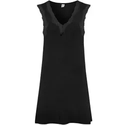 Damella Bamboo With Lace Nightdress Schwarz Bambus Medium Damen