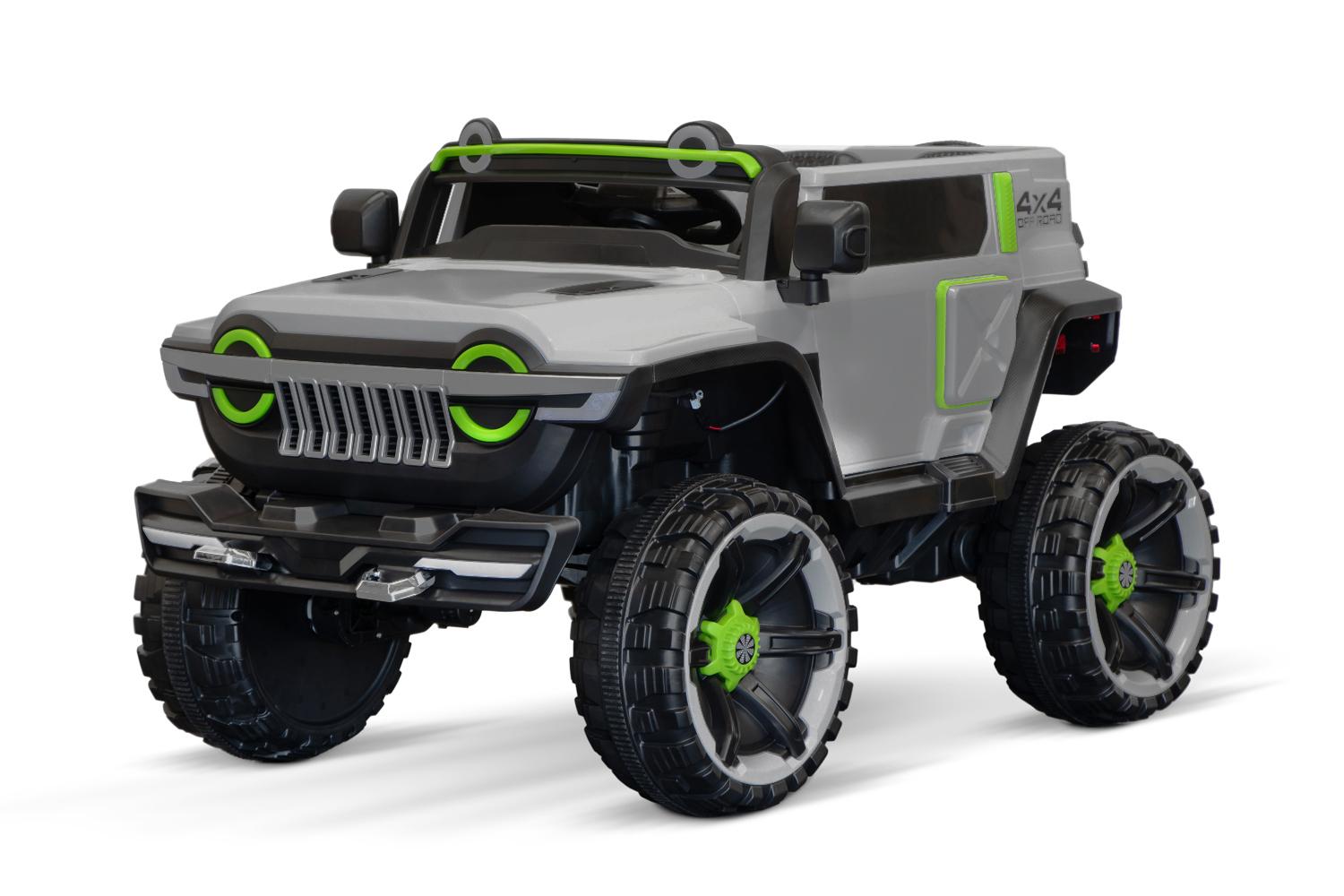 Elektro Kinderauto SUV TANK Kids 2-Sitzer Allrad 4x 30W 12V 7Ah mit Fernbedienung Grau