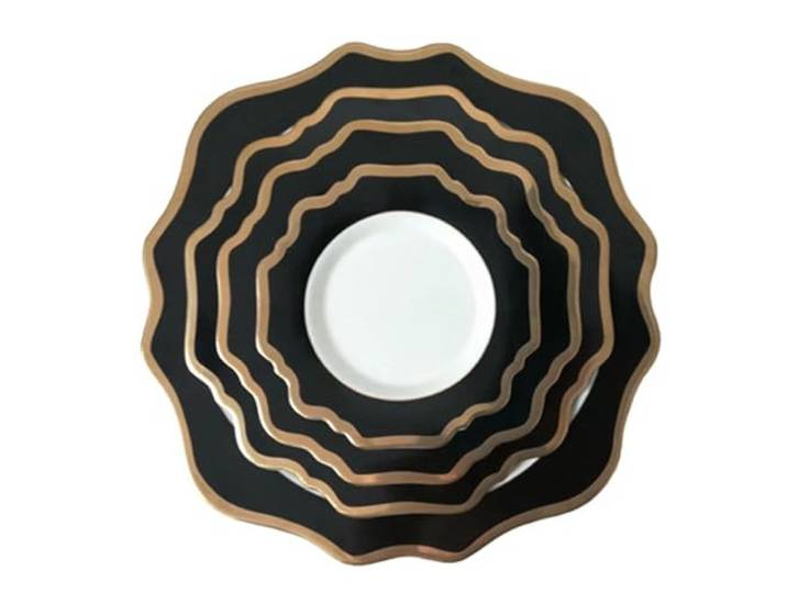 Quality Elegance Black Gold Edged Design Geschirrset
