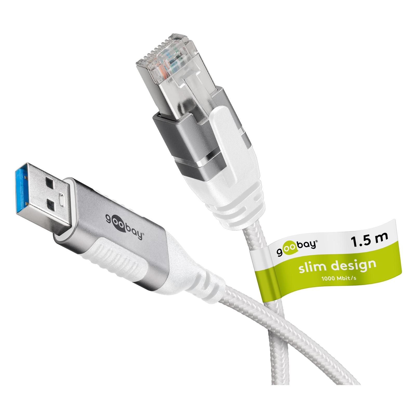 Goobay Ethernet-Kabel USB-A 3.0 auf RJ45, Slim, 1,5 m (USB 3.0) (74378)