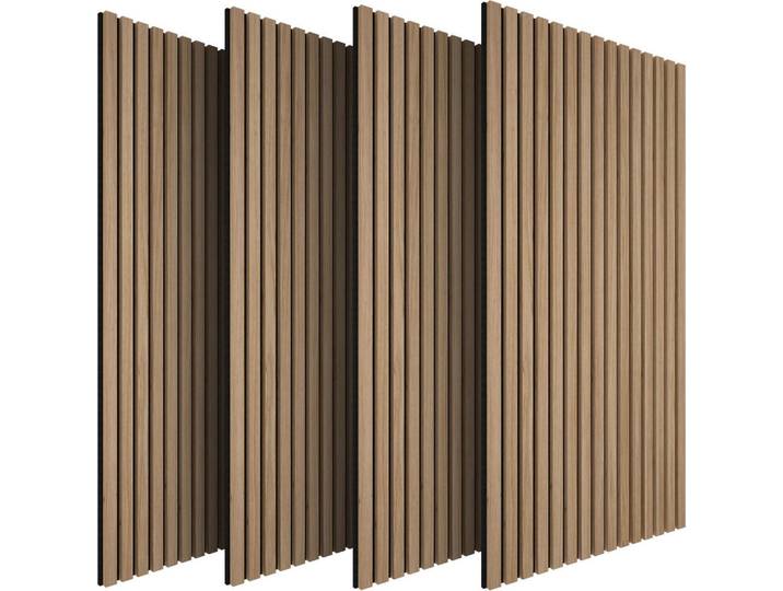 tectake Akustikpaneele 4er Set Sonic Wall,je 60 x 120 x 2,1 cm, Größe flexibel anpassbar,Eiche, Eichefarben, Holz, 60x2.1x120 cm, Tapeten & Wandverkleidungen, Akustikpaneele