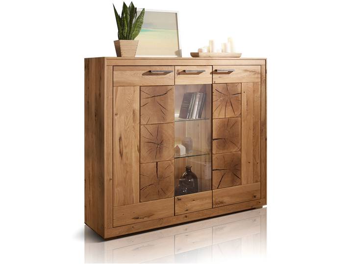 WINSTON II Highboard, Material Massivholz, Wildeiche geölt
