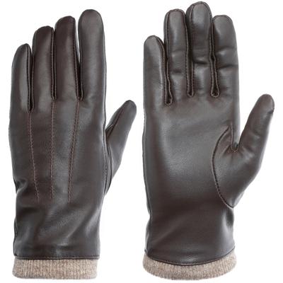 Lederhandschuhe PEARLWOOD "Daisy", Damen, Gr. 7, braun (dunkelbraun), Schafsleder, Handschuhe, Touchscreenfähig - mit 10 Fingern bedienbar, Ziernähte