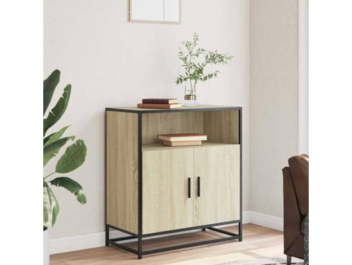 KTHLBRH Sideboard Eiche Sonoma 68 x 35 x 76 cm Spanplatte Metall Praktische Griffe, stabile Struktur, großer Raum, Verwendung im Eingangsbereich Wohnzimmer Büro