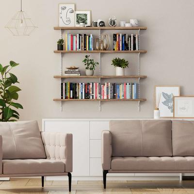 "Wallniture Turin 36"" Wall Mounted Shelves with Adjustable Brackets, Real Wood Shelves, Rustic & Boho Decor 2,3 or 4 Tier Options"