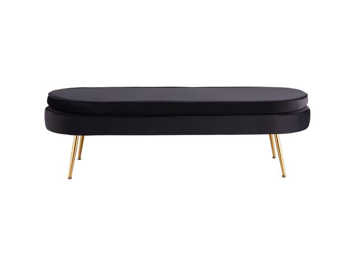 Hocker Khloe Schwarz, Gold Samt, Metall B 142 H 41 cm - Hocker