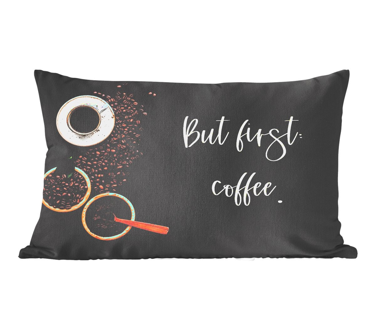 PillowMonkey Sierenkussen But first coffee - Quotes - 50 x 30 cm