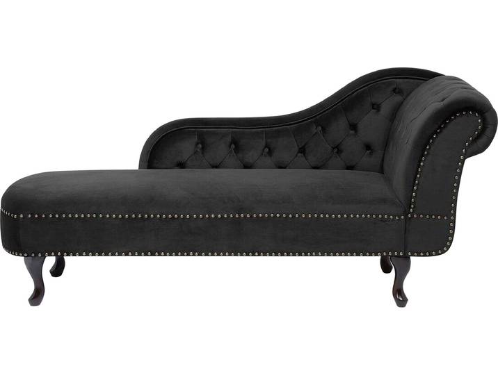 BELIANI Chaiselongue Rechtsseitig Schwarz Samtstoff Holzfüße Glamourös