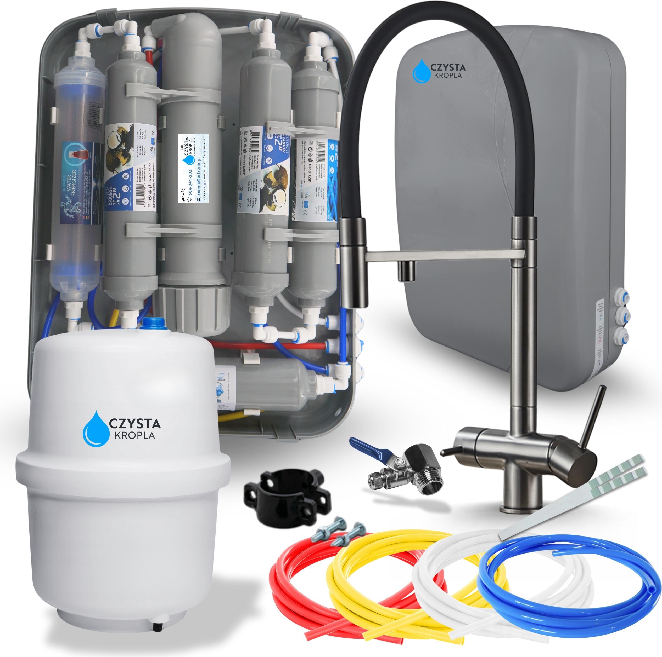 Wasserfilter Set RO7 Slim mit 3-Wege Küchenarmatur HighFlex Grafit, 7-stufige Filtration, Mineralisierung