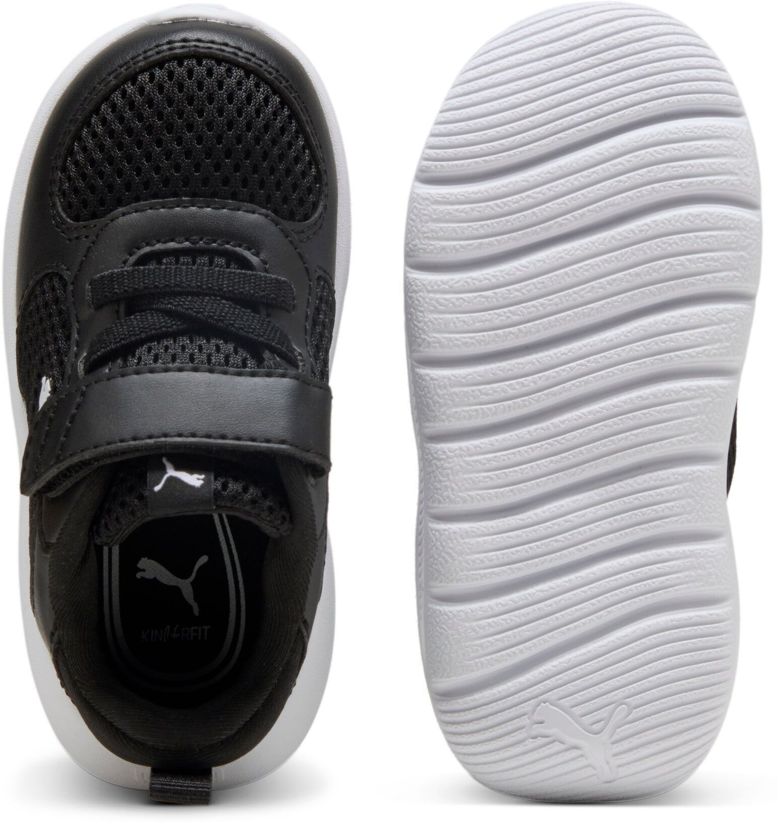 Sneaker PUMA "FUN RACER 2 AC INF", Jungen, Gr. 23, Textil, schwarz-weiss (puma schwarz, puma weiß), Synthetik, Schuhe Sneaker, mit Klettverschluss, mit leicht profilierter Sohle puma schwarz, puma weiß 23, Textil