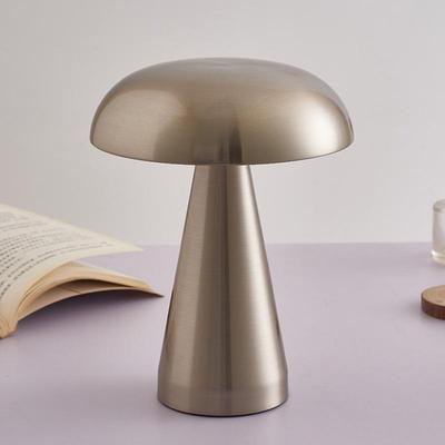 Inspired Deals Rechargeable Mushroom Table Lamp With Dimmable Ambient Light For Bedroom, Bar & Restaurant silver