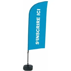 Showdown Displays Beachflag Alu Wind Komplett-Set Hier Anmelden Blau Französisch