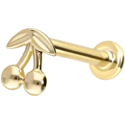 14 Karat Gold Labret mit Innengewinde KIRSCHEN