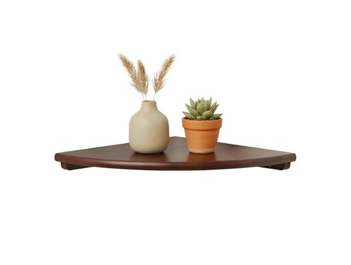 Relaxdays Étagère d'angle\, 3 x 18 x 18 cm\, Noyer\, Salon\, déco\, Charge 5 kg\, Suspendue\, Brun foncé