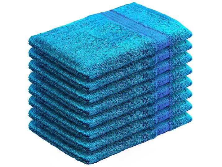 8er-Set Waschhandschuhe aus 100% Baumwolle, Frottee-Lappen mt Schlaufe, türkis
