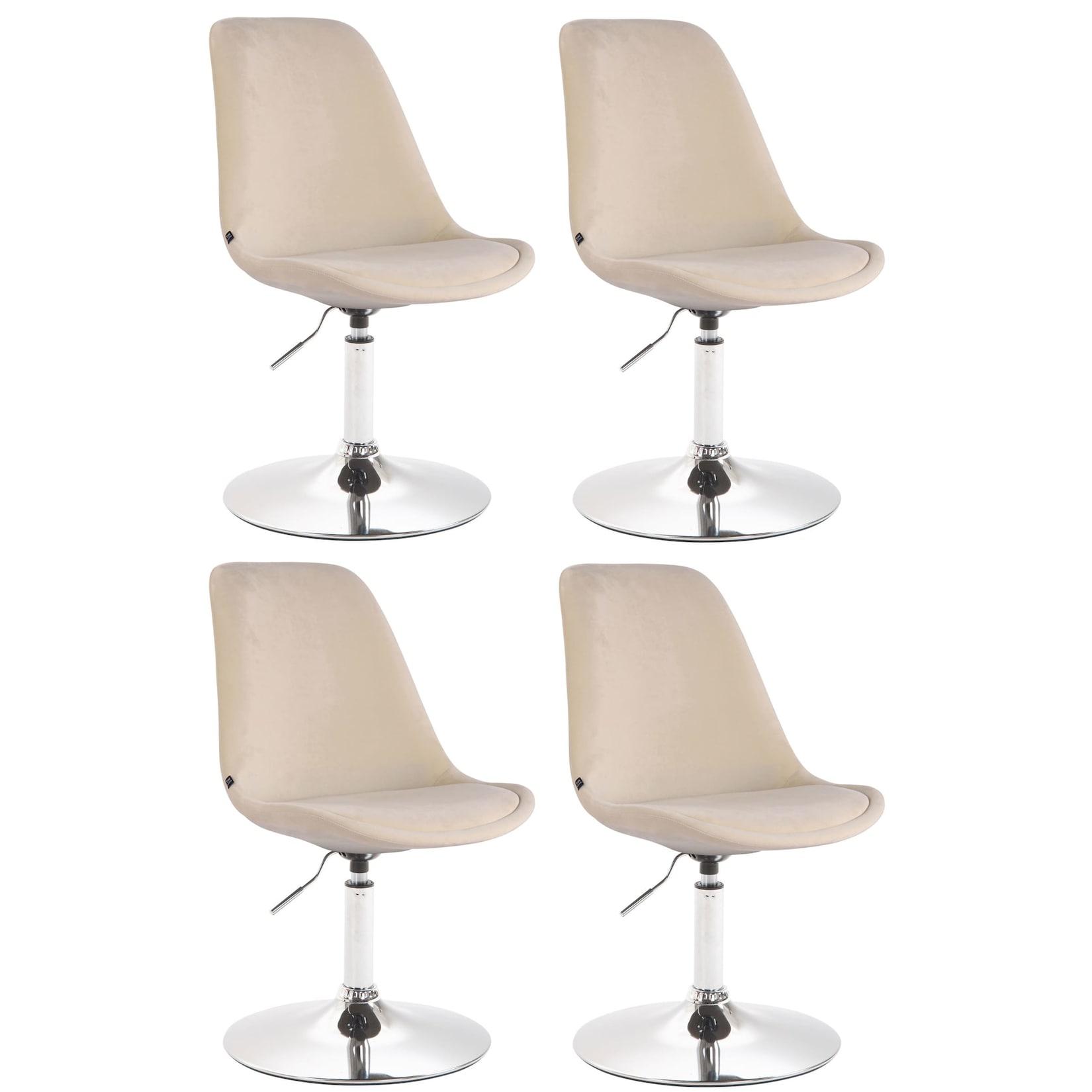 CLP 4er Set Esszimmerstühle Maverick Samt chrom - Farbe: creme, Gestellfarbe: chrom