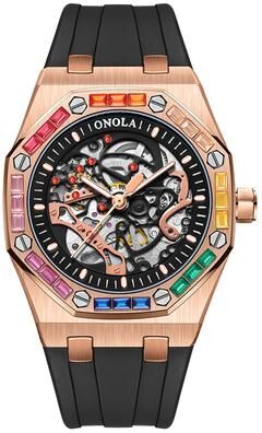 Fashion Sheath ONOLA Automatic Mechanical Luxury Men Watch For Business And Military Style rose Black