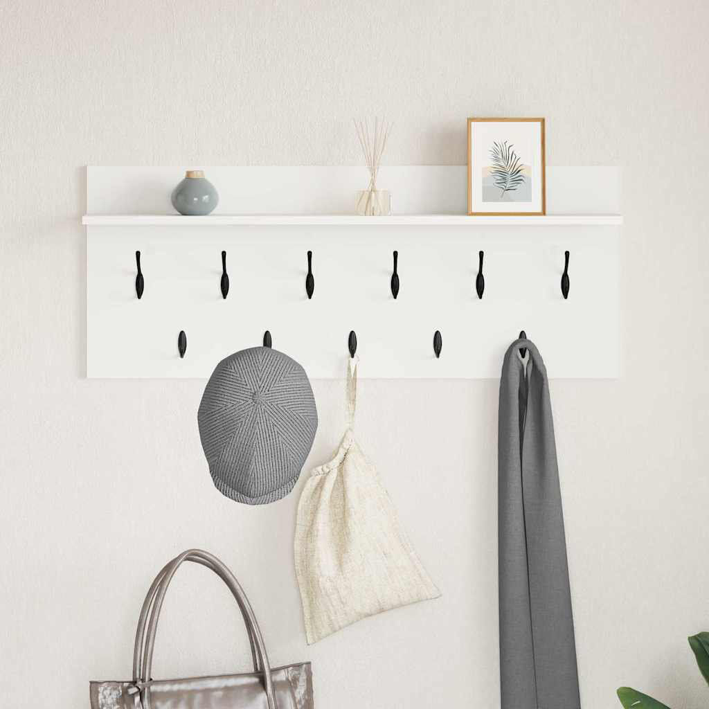Latitude Run Wall-Mounted Coat Rack With Shelf Engineered Wood White 12cm H X 100cm W X 40cm D