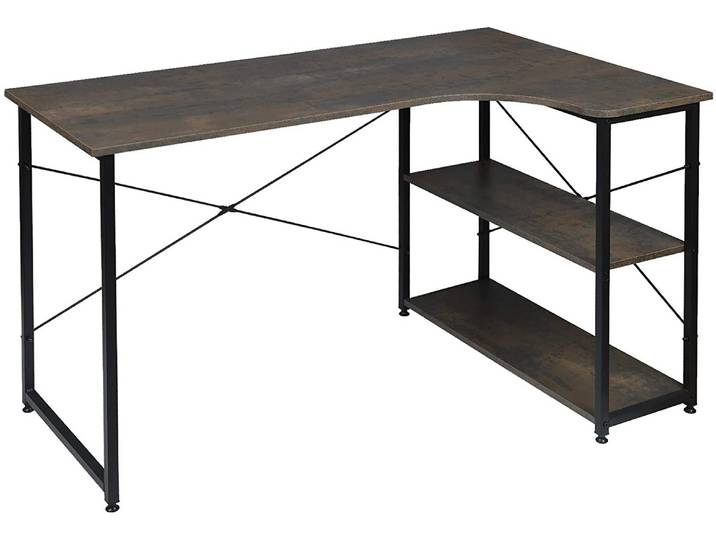 Table De Bureau En Bois Et Acier Woltu\, Table D'Ordinateur\, Table De Travail\, Noir+rouille - 120 X 74 X 71\, 5 Cm - Woltu