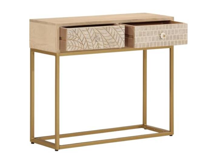 HKLGBVCR Konsolentisch, 90 x 30 x 76 cm, Massivholz, Mangoholz und Eisen