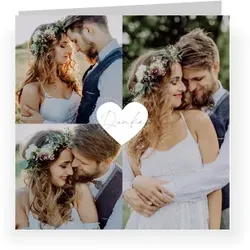 Dankeskarte Hochzeit: Pünktchen - Herz mit Fotos