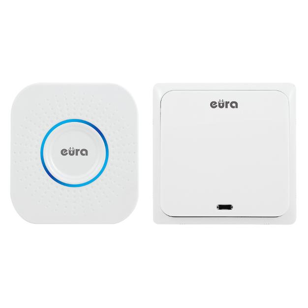 Eura WIRELESS-TÜR-TÜR "" WDP-82H2 "CHILL-OUT"-batterielos, Druckknopf (kinetisch), erweiterbar (Funk 433-Mhz, Kabellos) (15222)
