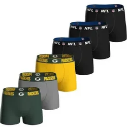 NFL Herren Boxershorts, 6er Pack - NFL Teams, Boxers, Football, Logo, Baumwollmischung, Größe L in Green Bay Packers/Schwarz Green Bay Packers/Schwarz