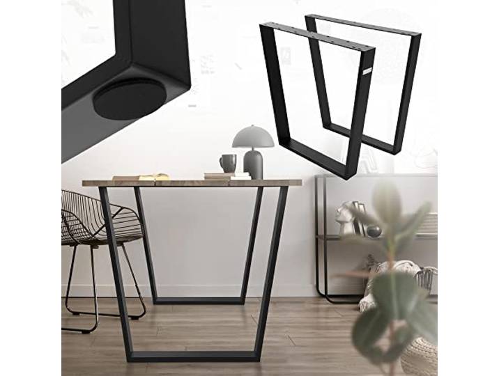 ML-Design 2er Set Tischbeine Trapez 75x72 cm, V-Form, Schwarz, Profil 8x2 cm, Stahl pulverbeschichtet, geneigt, Industriedesign, Metall Tischgestell Esstisch Tischkufen Tischuntergestell Möbelfüße