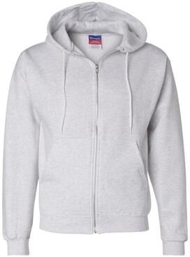 Champion S800 Powerblend Full-Zip Hooded Sweatshirt in Silver Grey size Large   Cotton Polyester
