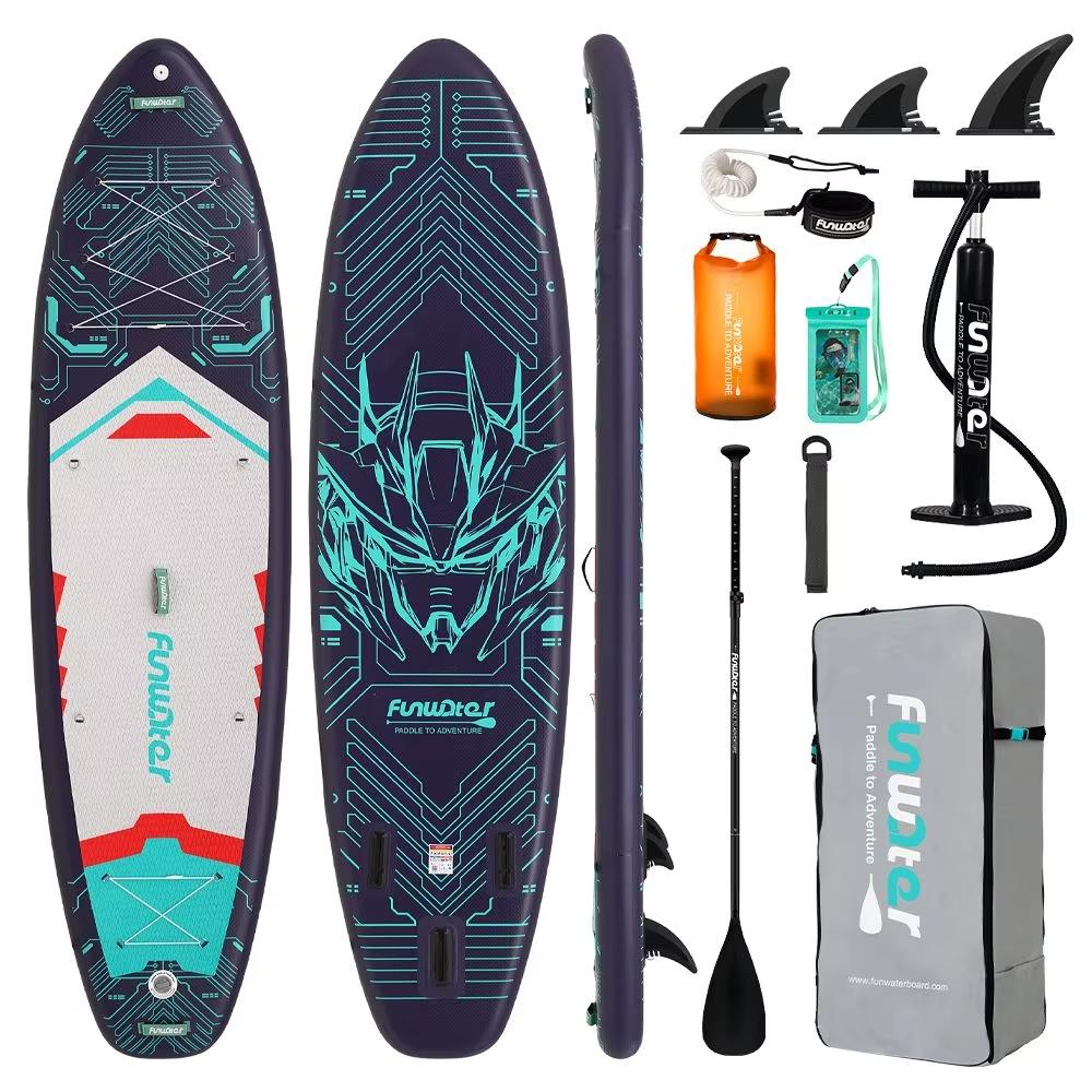 Aufblasbares SUP-Board, ultraleicht - 350x90x15 cm - PVC-Material - Blau - Wasser-Yoga-Paddelbrett