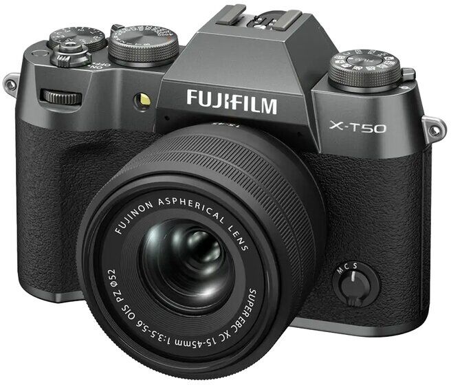MÁQUINA FOTOGRÁFICA FUJIFILM T50+XC15-45 OIS PZ CARVÃO PRATEADO