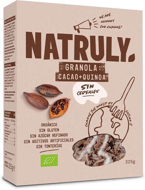 Natruly NATURAL GRANOLA DE CACAU, COCO E QUINOA 325g CACAO, COCO Y QUINOA