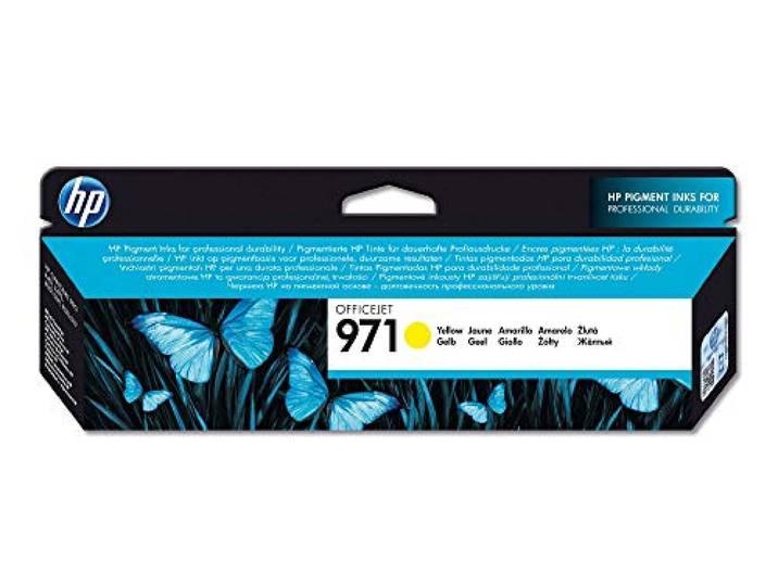 HP 971 Jaune\, Cartouche Encre Originale Compatible avec HP Officejet Pro\, X451\, X551\, X476\, X576 MFP\, rendement 2500 pages (CN624AE)
