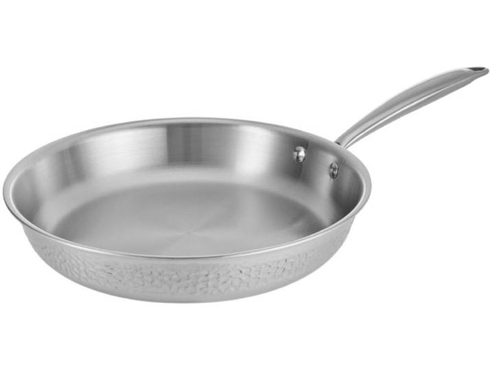 Bratpfanne RESTO KITCHENWARE Crater Pfanne aus Tri-Ply (Edelstahl + Aluminium + Edelstahl) ofenfest , silber (silberfarben), H:5,5cm L:30cm Ø:28cm, Pfannen, Bratpfanne, Energieeinsparung 25% durch die dreilagige Basis