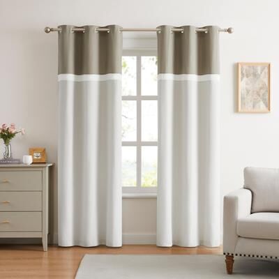 "Nanshing Beige Grommet Curtain, Panels with Microfibe valances - 37"" x 84"""