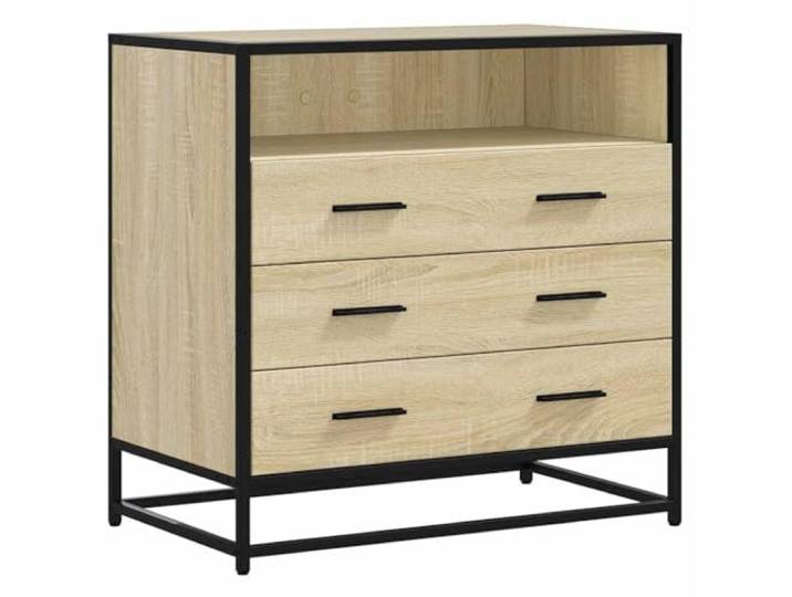 HBBMGYD Kommode Eiche Sonoma, 70 x 41 x 70 cm, Holz, 3 Schubladen Industrieller Metallrahmen, glatte Oberfläche, widersteht Feuchtigkeit und Verformung, robuste Oberseite