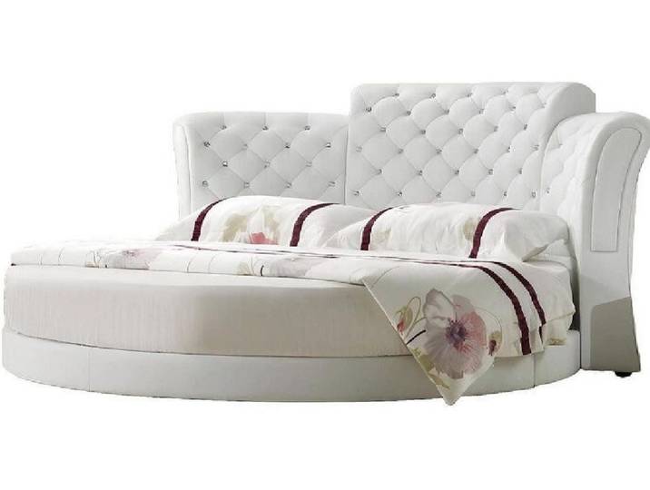 Xlmoebel Rundbett Luxuriöses Lederbett mit rundem Design und weichem Kopfteil (Rundbett, Rundbett), Hergestellt in Europa