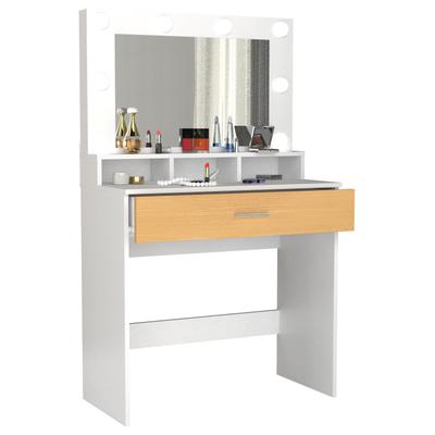 Schminktisch VCM "Schminktisch Frisiertisch Schublade Spiegel Kosmal", braun (weiß, honig, eiche), B:80cm T:40cm, Tische, Schminktisch